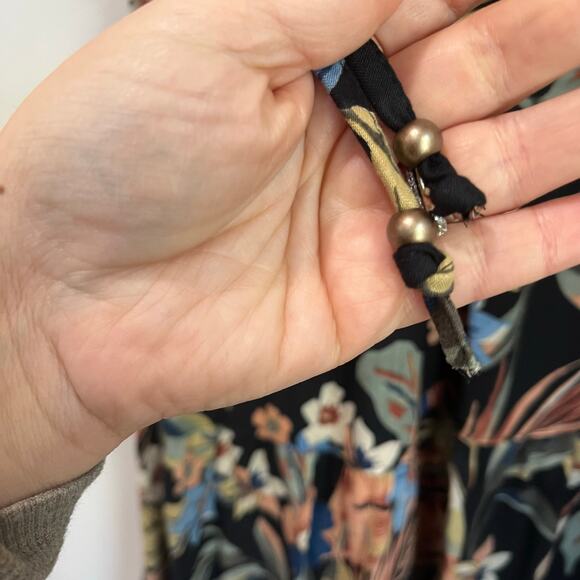 Angie Black Floral Boho Dress Smocked Bodice Short Sleeve Tiered Dress Size M - Picture 5 of 7